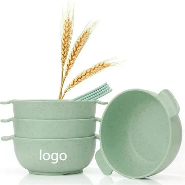 Wheat Straw Bowls with Handles for Commutes, Fitness and Travel 1