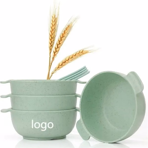 Wheat Straw Bowls with Handles for Commutes, Fitness and Travel