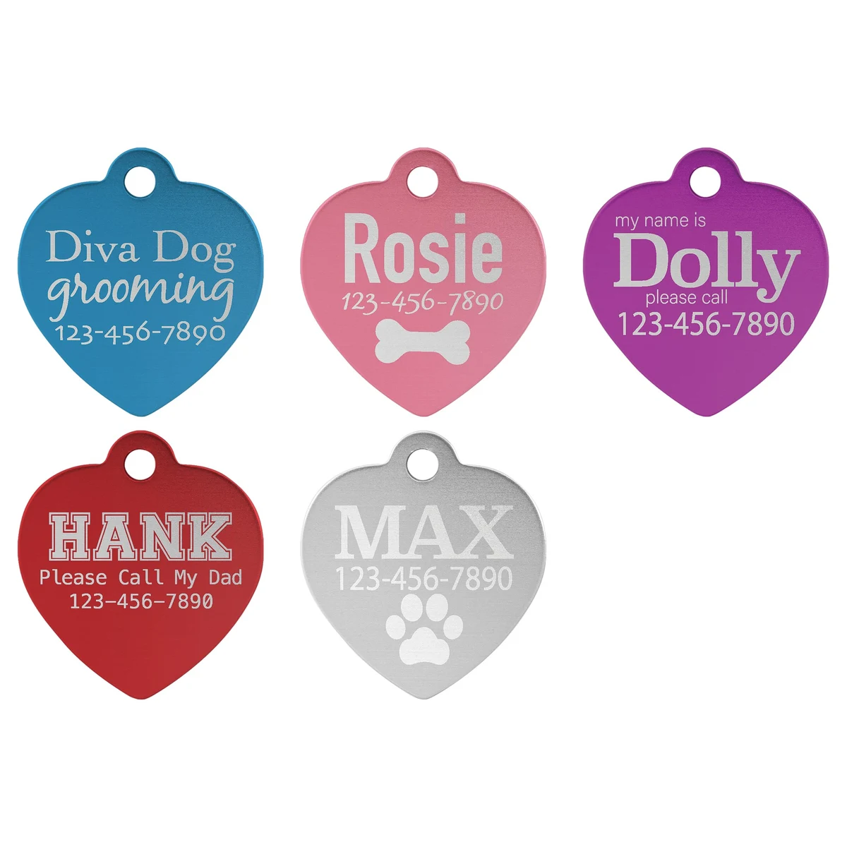 1" x 1" Anodized Aluminum Heart PET Tag 1