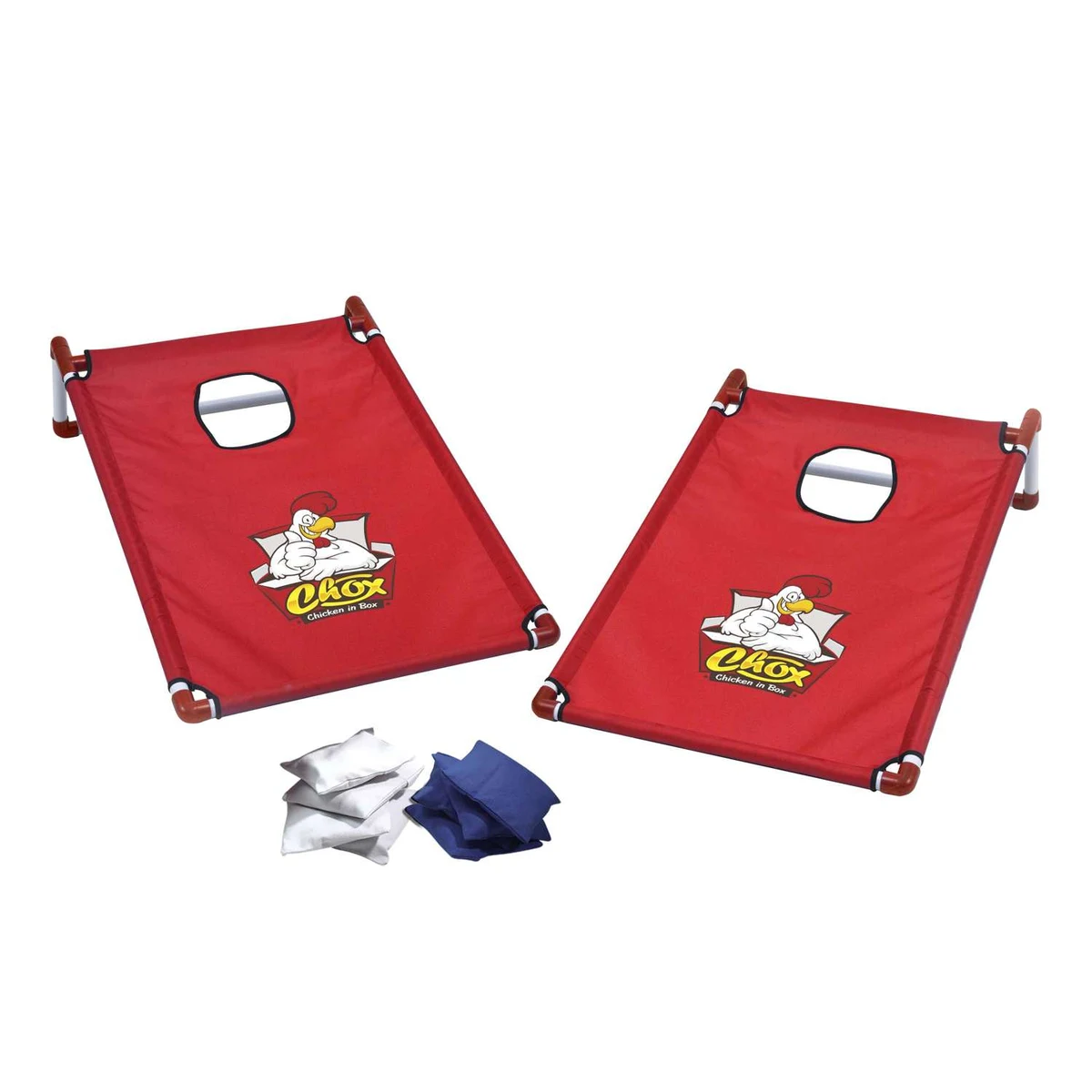 Portable Cornhole, 4 Royal & White Bean Bags 1