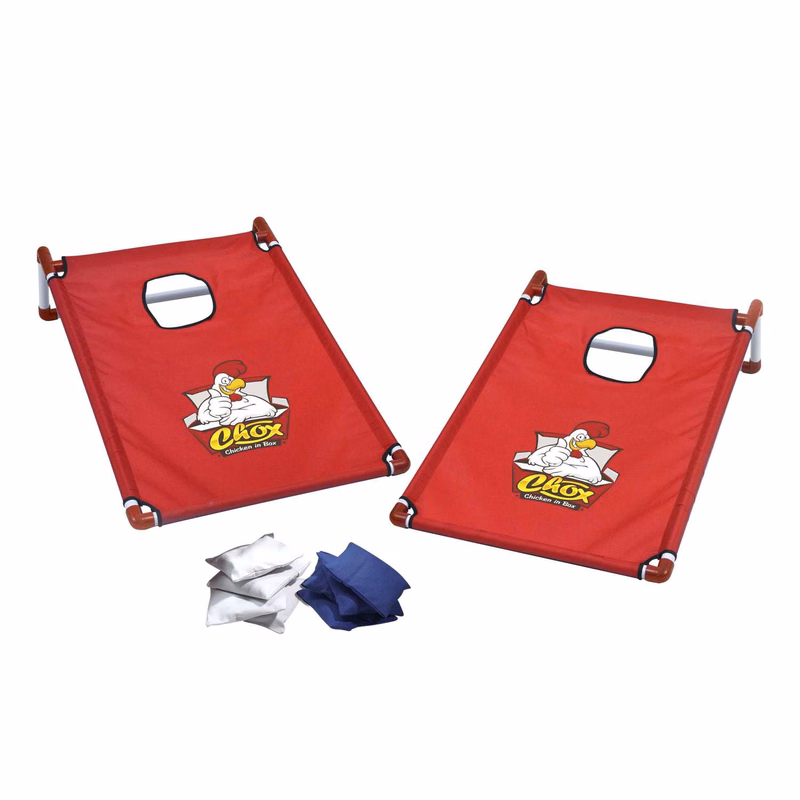 Portable Cornhole, 4 Royal & White Bean Bags