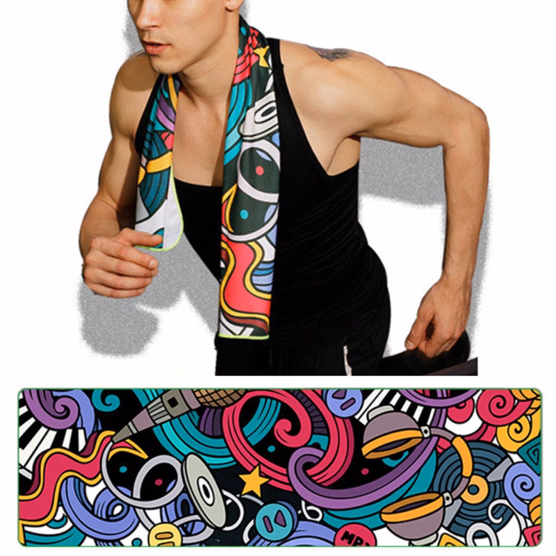 20"x 30" Sublimated Plush Microfiber Gym Towel w/ Cotton Terry Loops