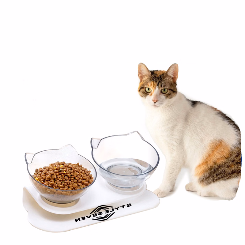 Double Bowl for Cats with Neck Support