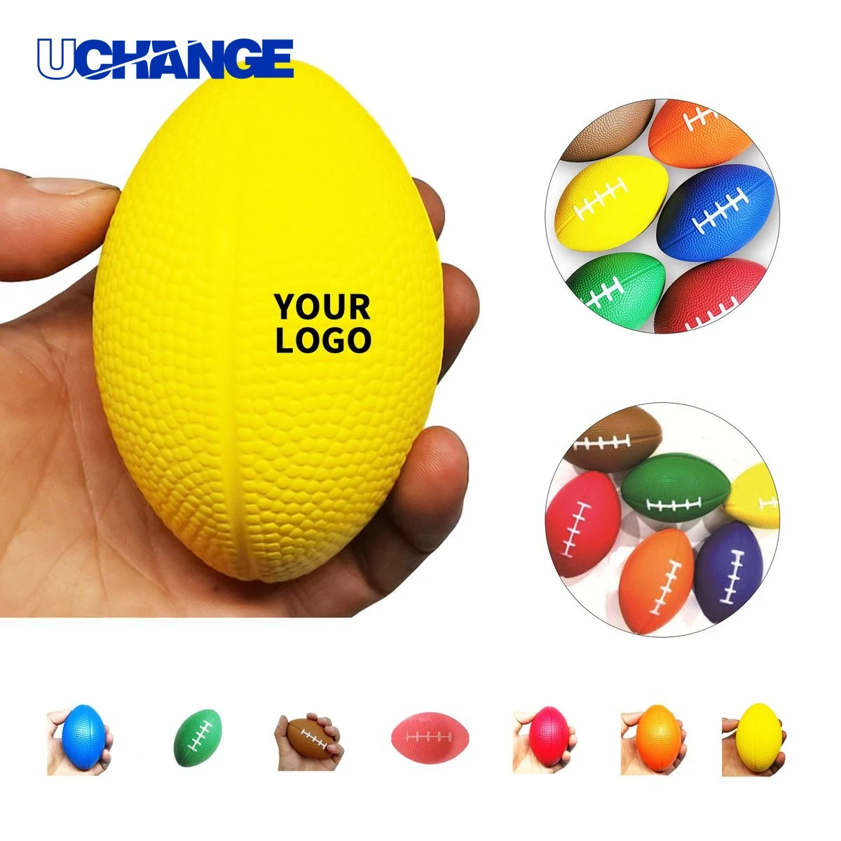 Small Football Shape Stress Ball Squeeze Toy 3.44" x 2.28" 1
