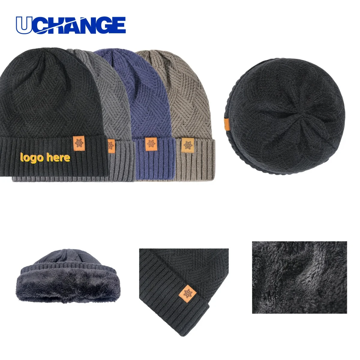 Men Fleece-Lined Knit Hat 1