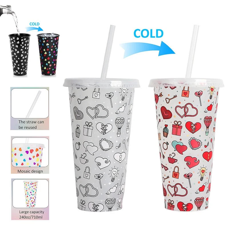 24 oz clear Old Plastic Coffee Color Changing Cup 1