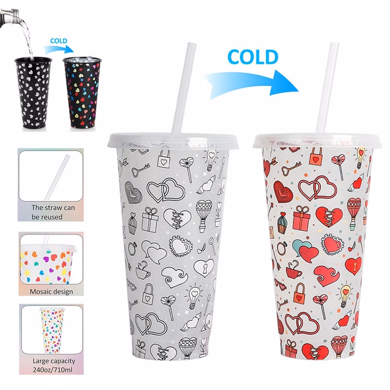 24 oz clear Old Plastic Coffee Color Changing Cup