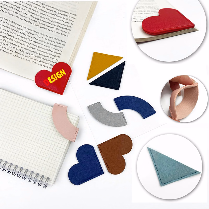 MOQ 50PCS Leather Heart Corner Bookmark Custom