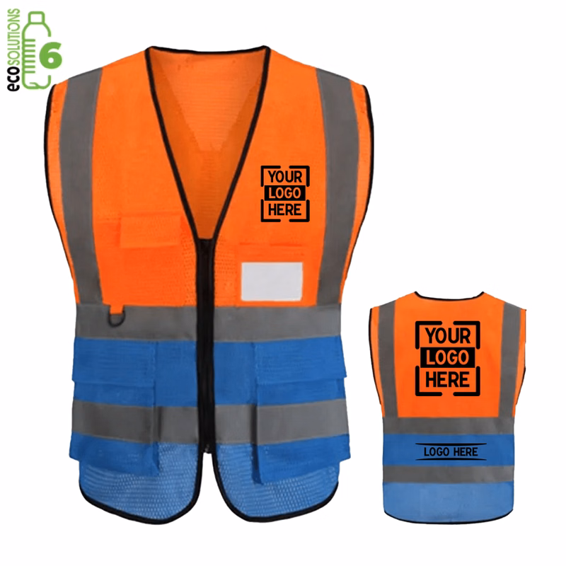 rPET Class 2 Reflective Mesh Safety Vest with Pockets