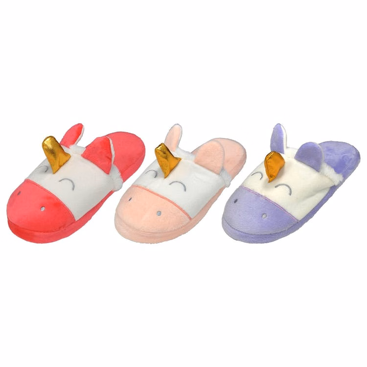 Girls Unicorn Slippers - Assorted Sizes S-XL Age 4-8 Years