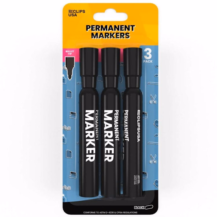 Permanent Markers - 3 Pack Black