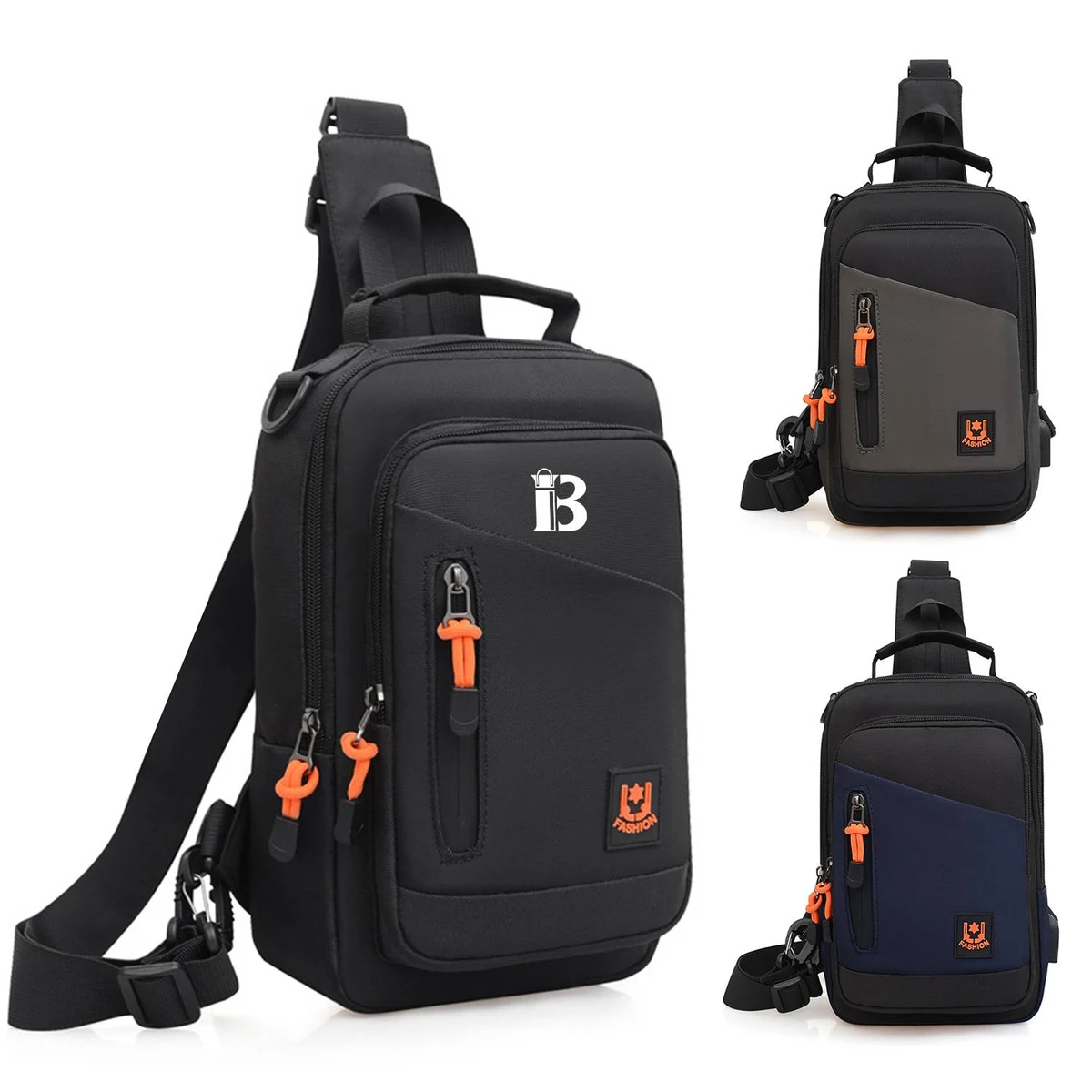 Oxford Waterproof Chest Bag With USB Charging Port 1