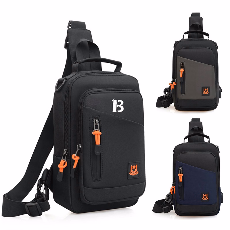 Oxford Waterproof Chest Bag With USB Charging Port