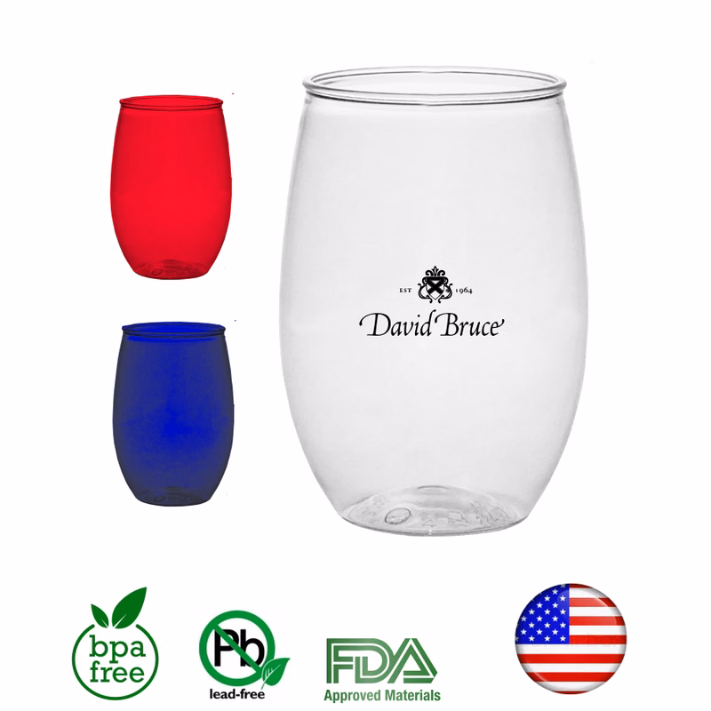 Union Printed - Made in USA 16 oz PET Wine Glass - 1 Color Logo
