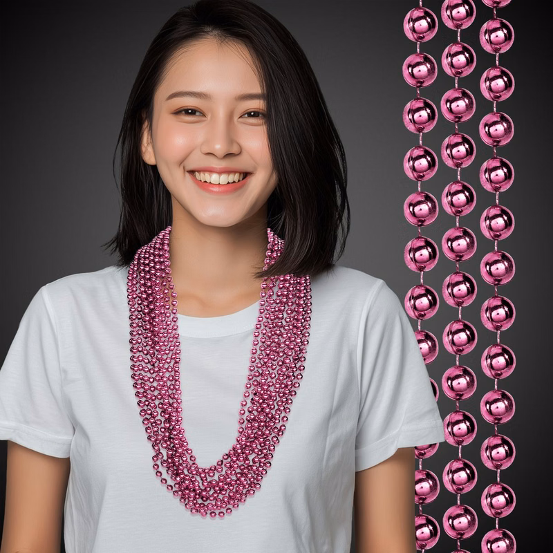 Pink Metallic Beaded Necklace