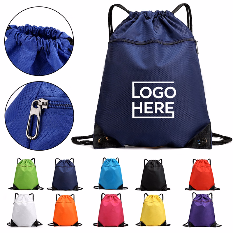 Sports Cinch Bag w/Mesh & Zipper Pocket