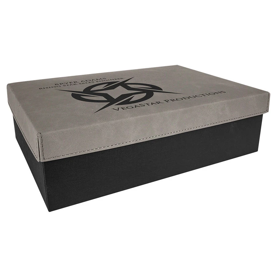 11 3/4" x 7 3/4" Gray Gift Box with Leatherette Lid 1