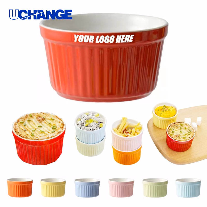 Colored Ceramic Pudding Dessert Bowl Set