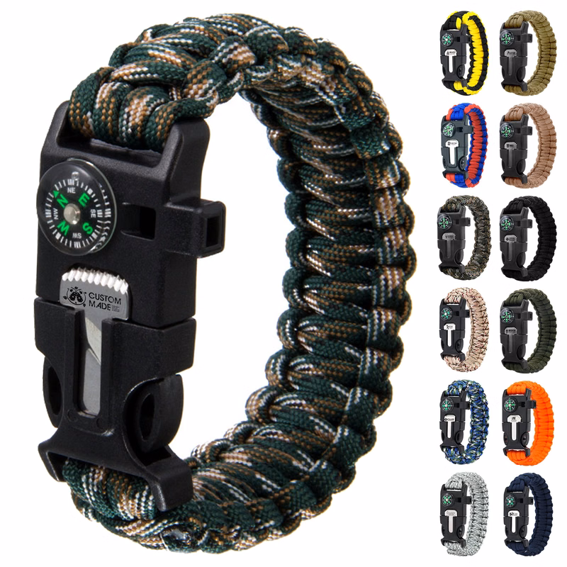 6-In-1 10'' Survival Polyester Paracord Bracelet