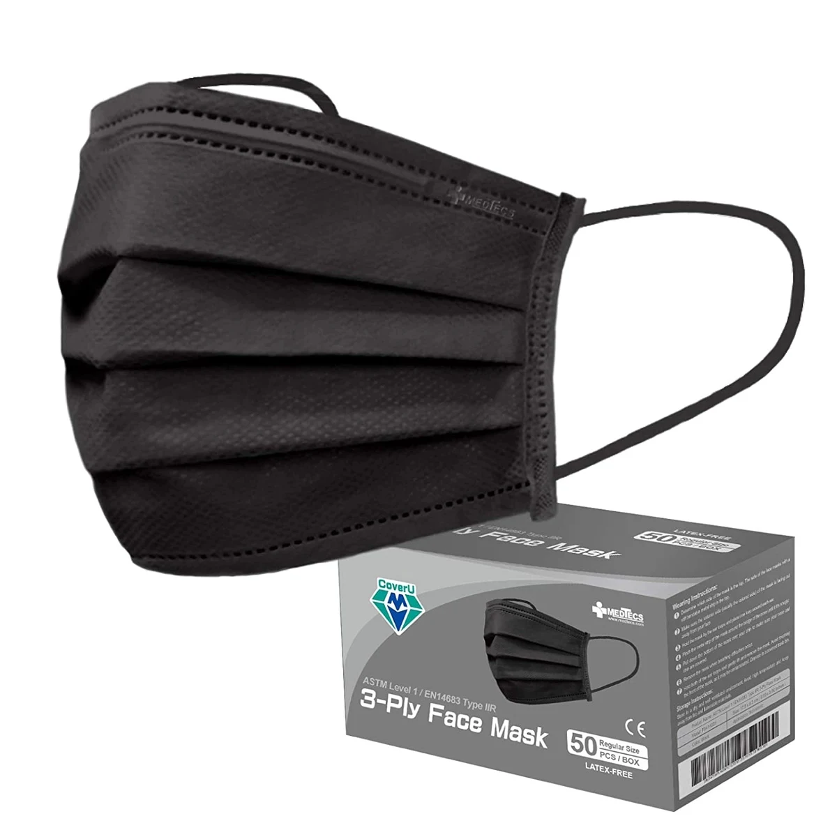 Black 3-Layer Disposable Face Mask (Non-Surgical Civilian Us 1