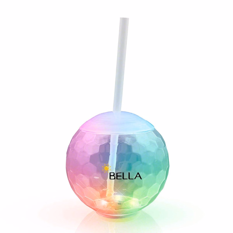 Glow Ball Light Up Tumbler Cups With Straw