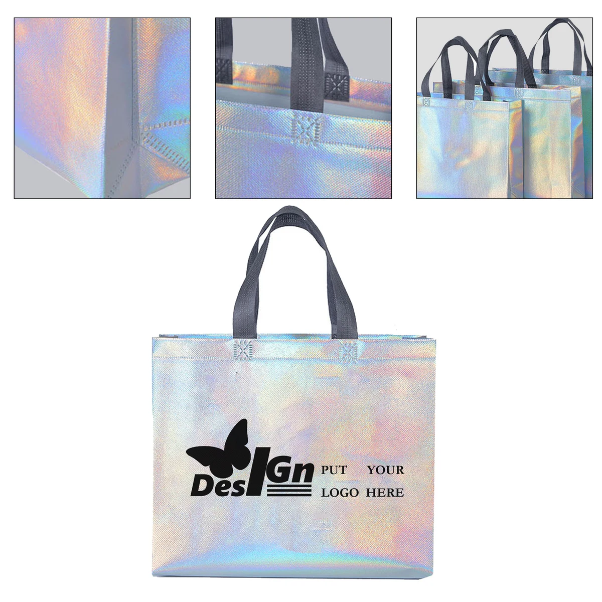16"L x 12"W Non-woven Iridescent Holographic Neon Bag 1