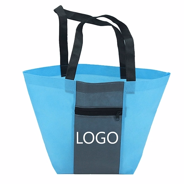 Trapezoid Non-Woven zipper pocket Tote Bag