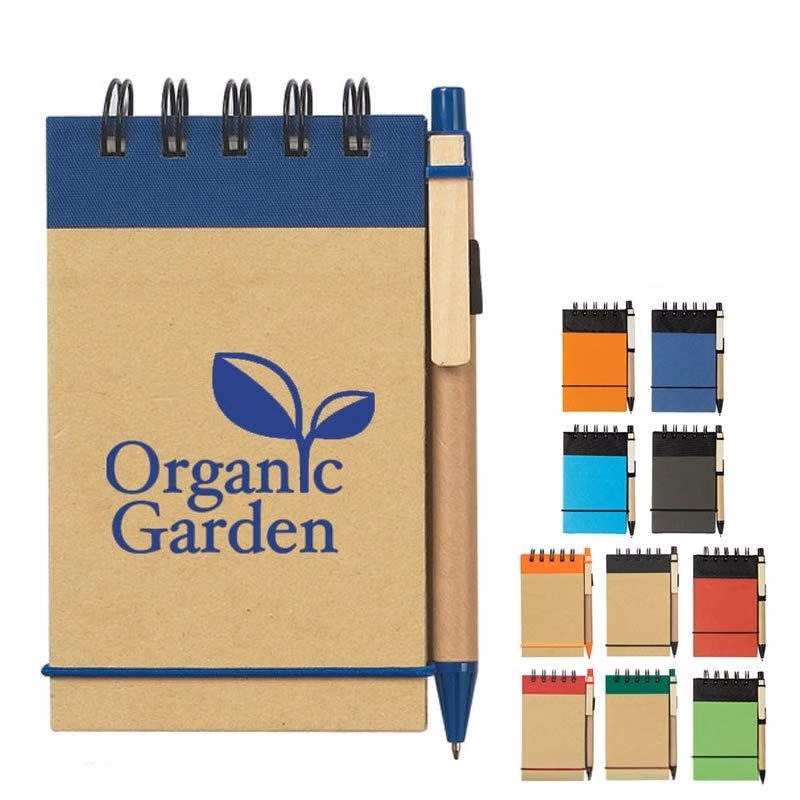 Spiral Notebooks W/ Elastic String Closure & Pen