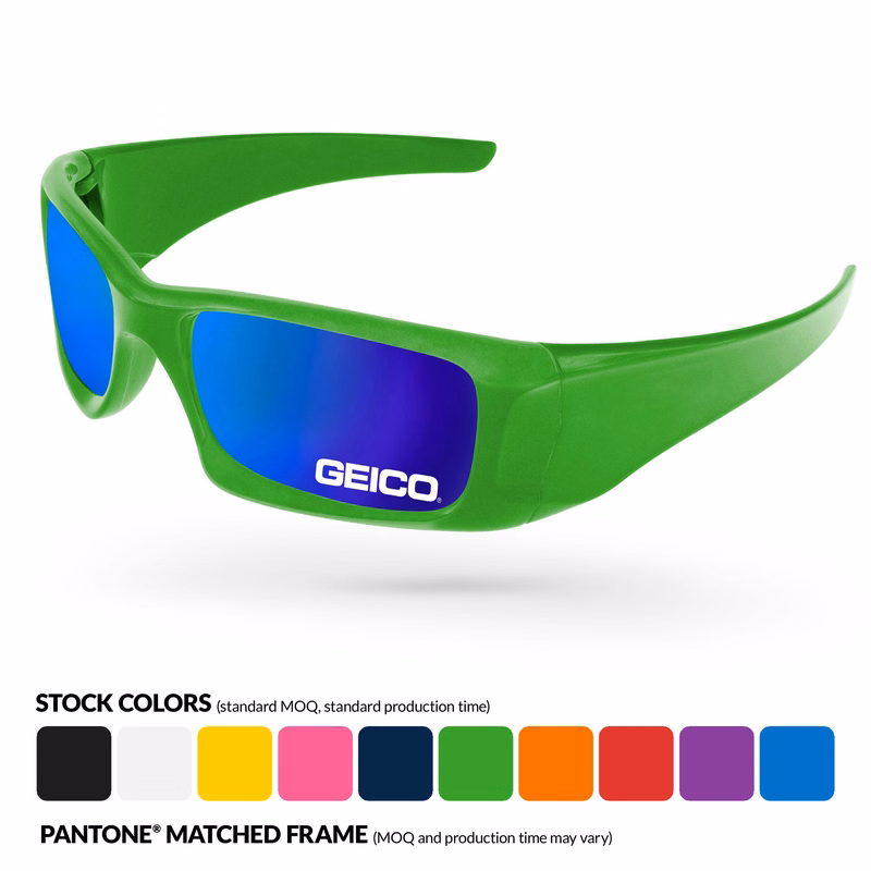 Wrap Mirror Sunglasses w/1 Color Lens Imprint