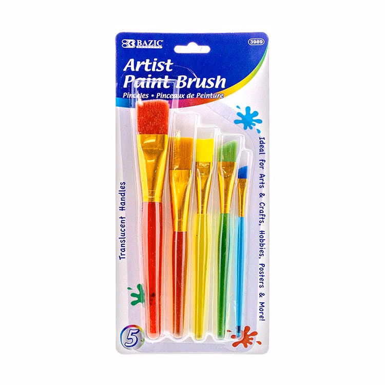 Assorted Paint Brush Sets - Flat Angled 5 Pack