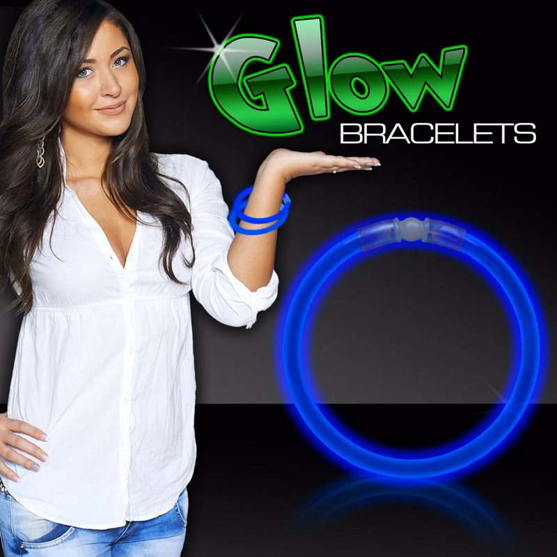 Blue 8" Single Color Superior Light Up Glow Bracelet(Hot Stamp)