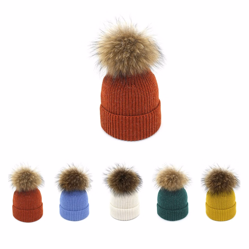 Thermal Winter Beanie Hairball Hedging Cap Knitted Hat
