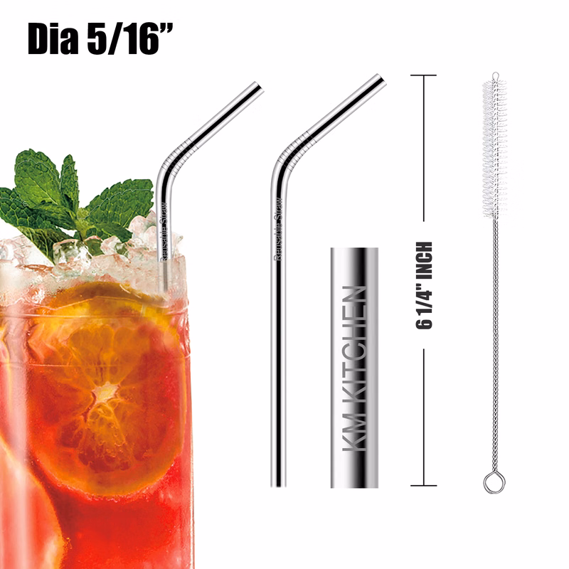 61/4"L 5/16"Dia Stainless Steel Straws