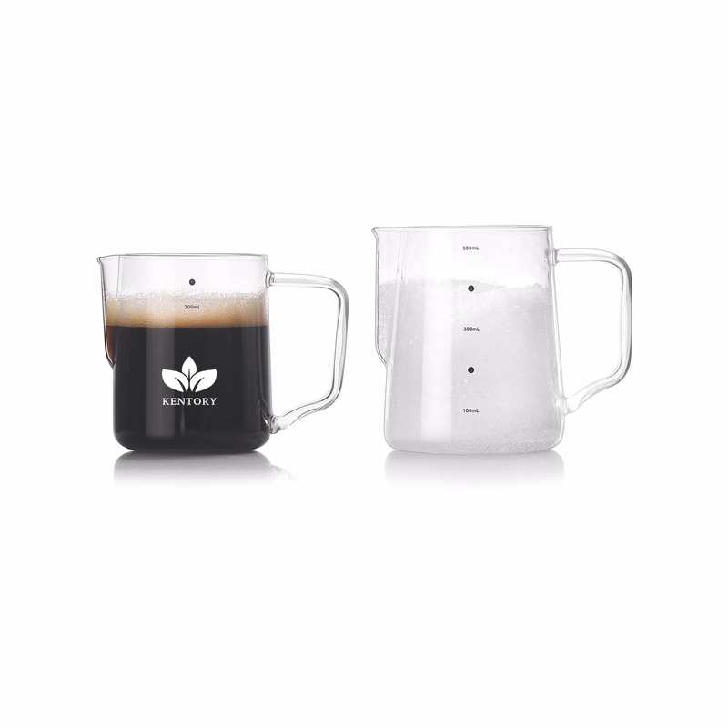 Glass Milk Frothing Pitcher With Measurement