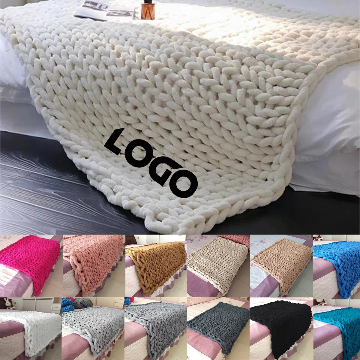 Woven Wool Blanket Sofa Cover 1