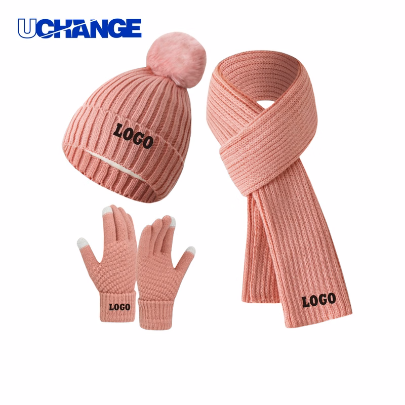 Knit Hat Gloves Scarf Set