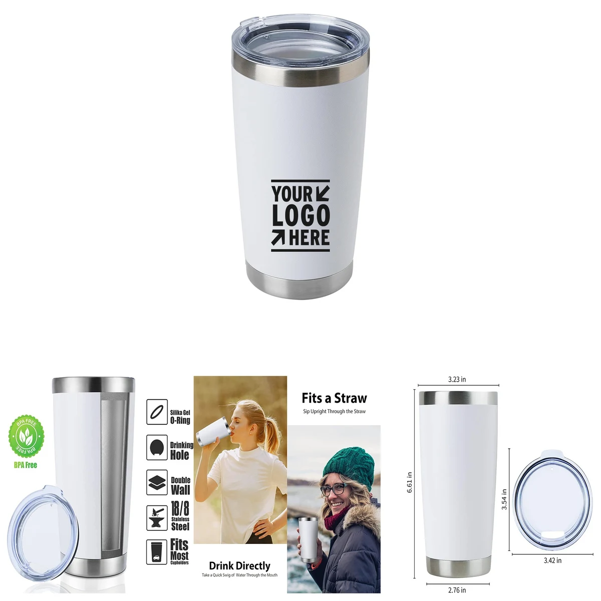 21oz Stainless Steel Tumbler with Lid Bulk Pack 1