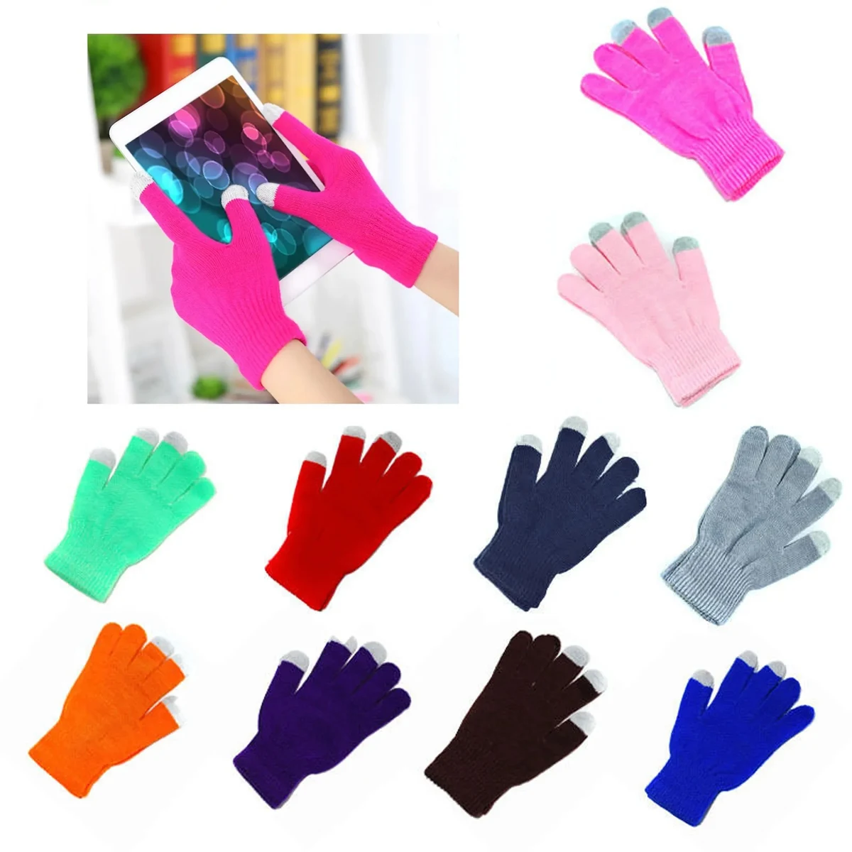 Touchscreen Warm Winter Knit Gloves MOQ 100PCS" 1