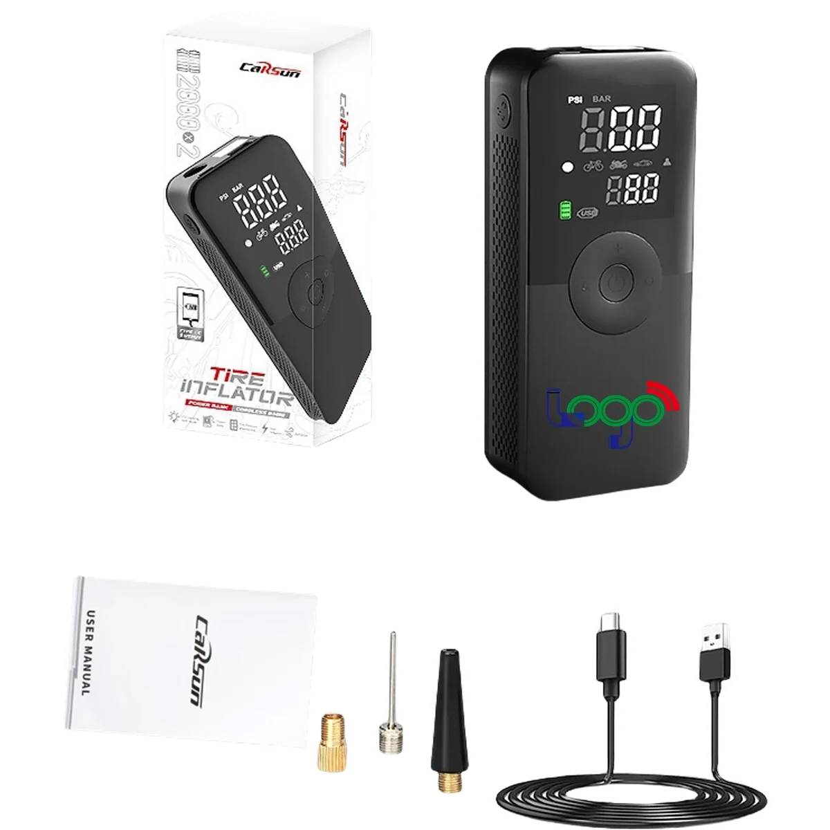 Inflator Pump With LED Light And Power Bank Function MOQ10 1