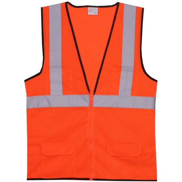 Polyester Orange Mesh Zipper Safety Vest SV165 1