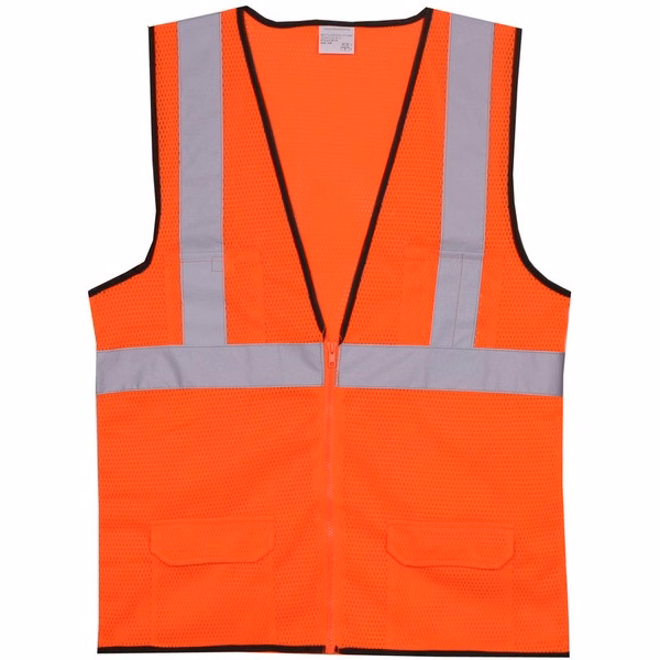 Polyester Orange Mesh Zipper Safety Vest SV165