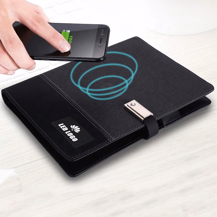 Tech Notebook with USB Drive & Wireless Battery Charger
