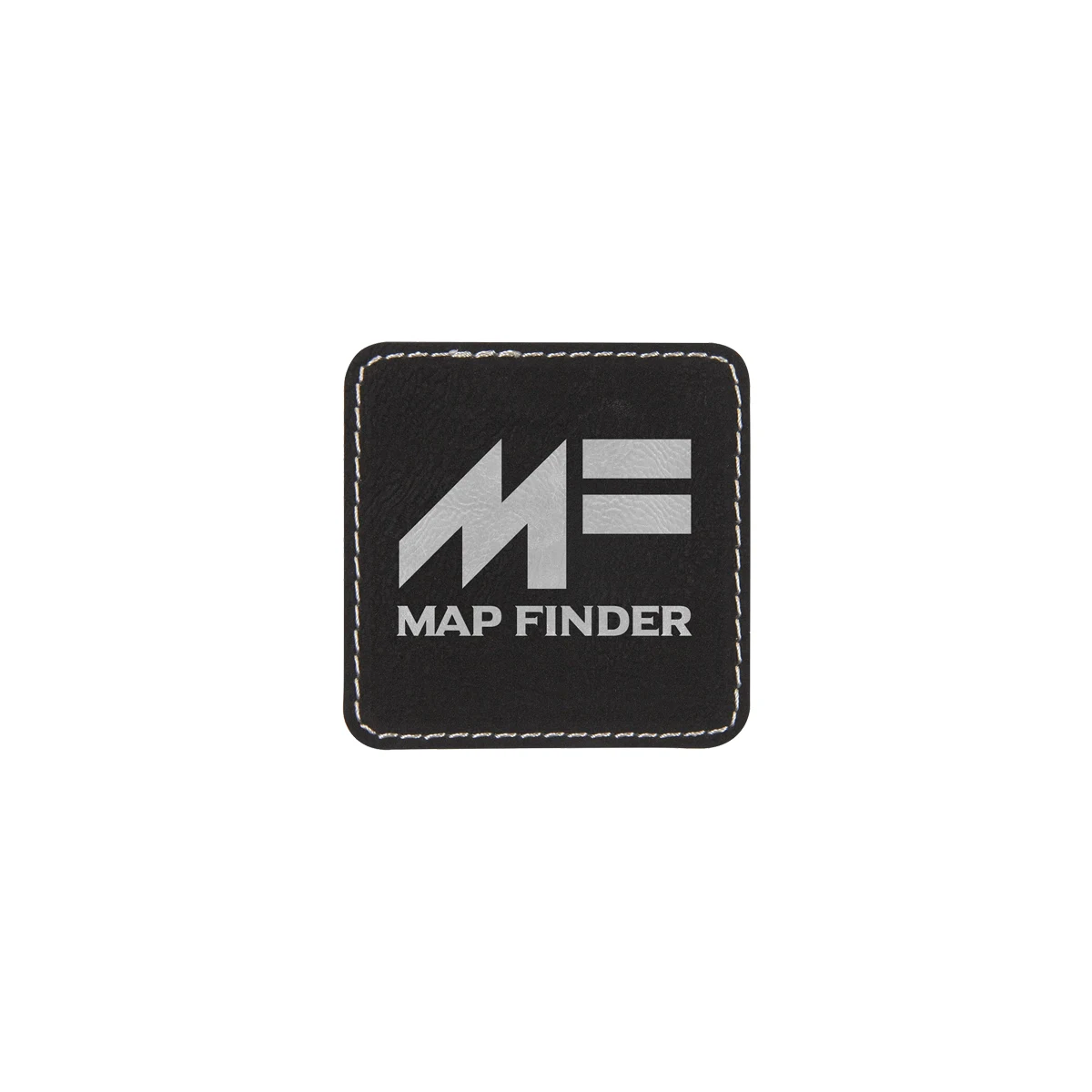 2" Black/Silver Leatherette Square Patch with Adhesive 1