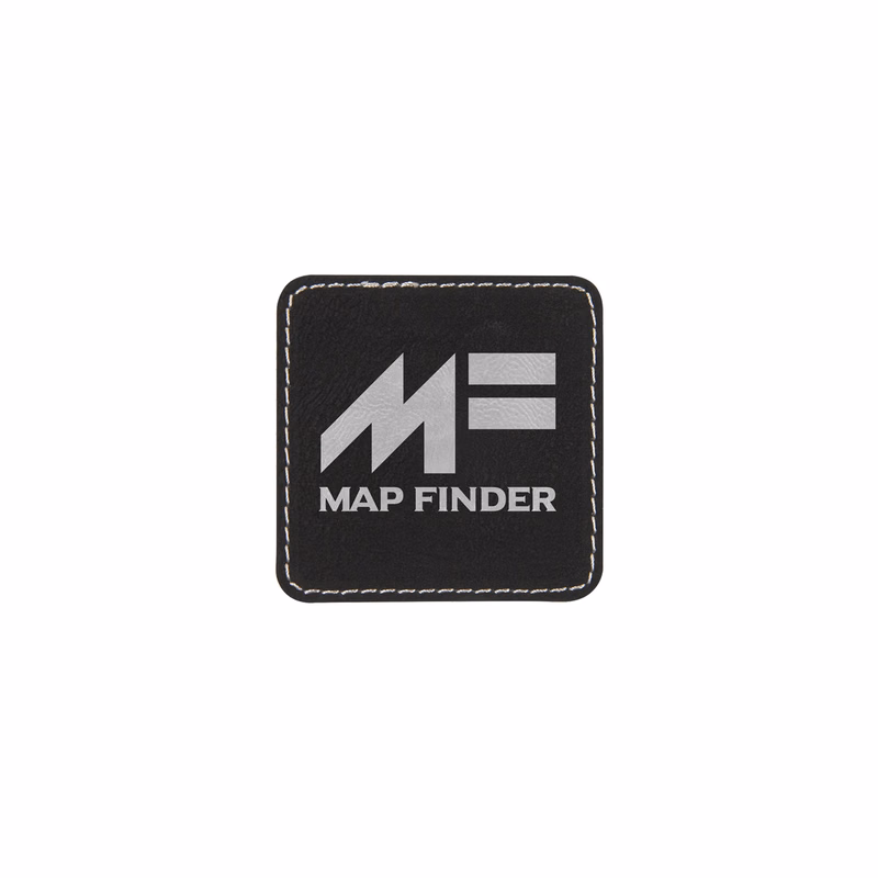 2" Black/Silver Leatherette Square Patch with Adhesive
