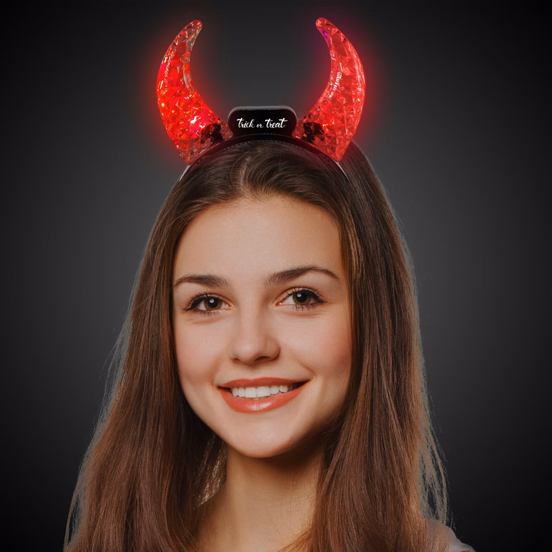 Light Up Crystal Devil Horns