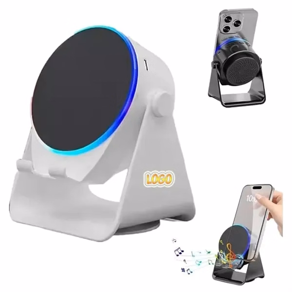 Wireless Induction Phone Stand with Bluetooth Speaker for Desk, Travel and Daily Use