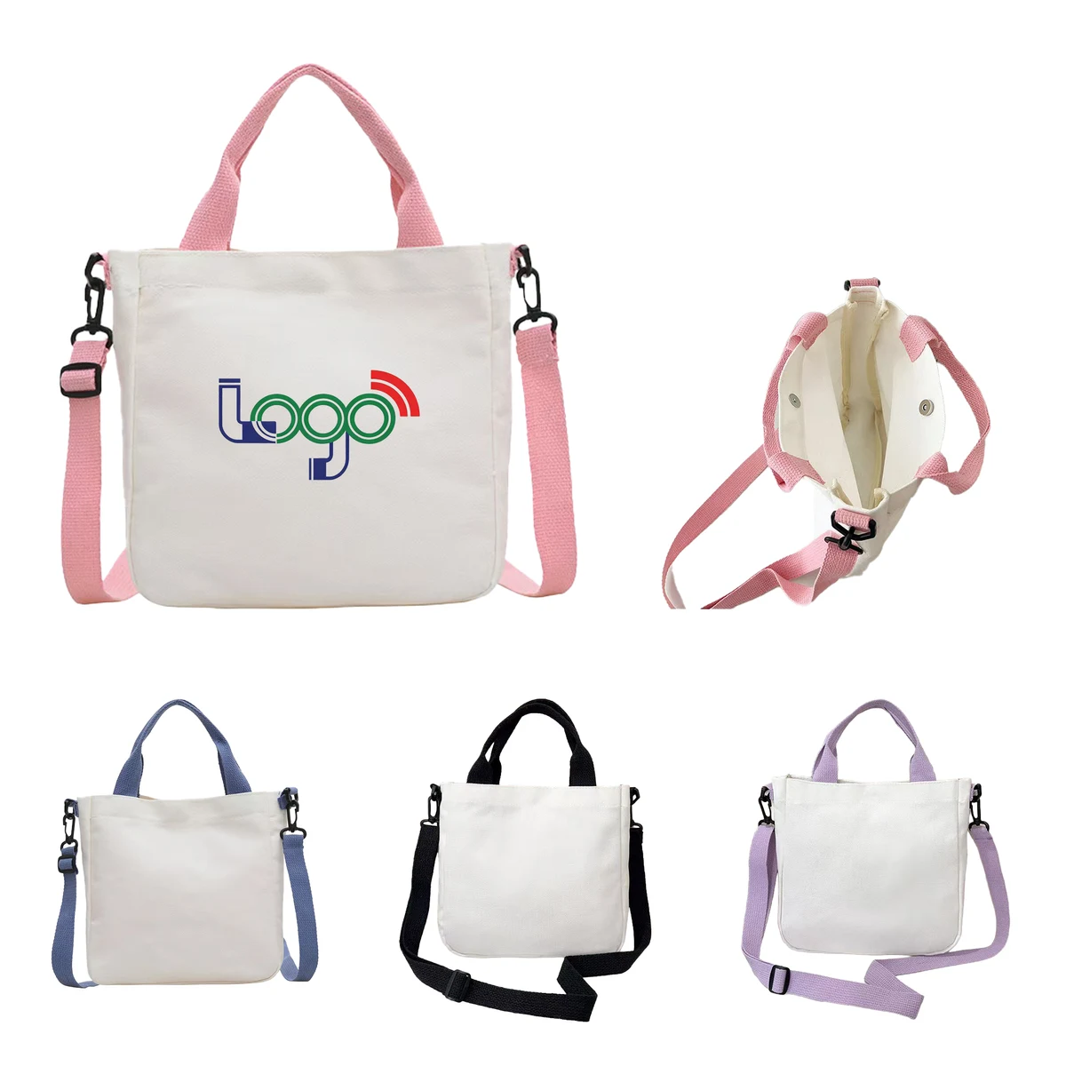 Plain Canvas Crossbody Shoulder Tote Bag with Custom Logo 1