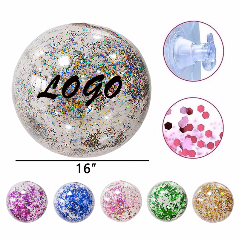 Glitter-Filled Clear Round Beach Ball