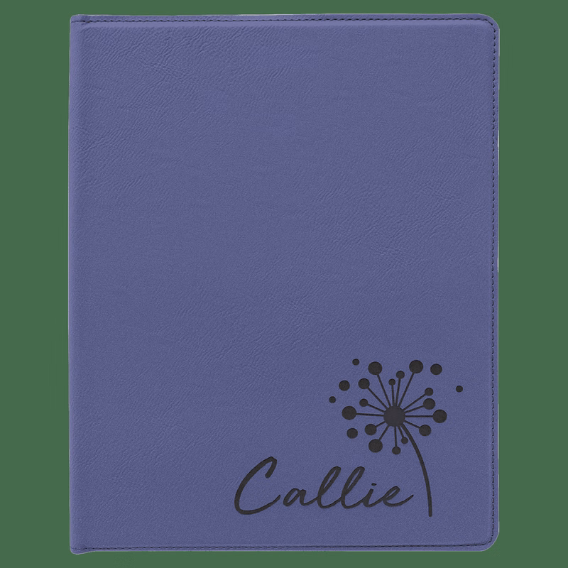 9 1/2" x 12" Purple Leatherette Portfolio with Notepad