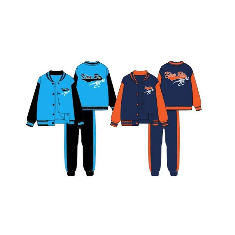 Boys' Fleece Jacket and Pant Set Blue/Orange 12-24m 1